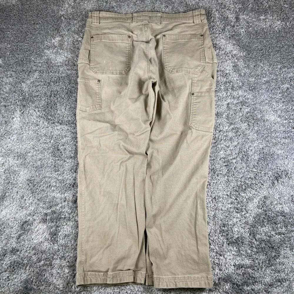 Duluth Flex Fire Hose Pants Mens 37x30 Tan Relaxed Fit Utility Workwear Cargo